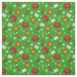 Barn Roligt Grönt och röd jul Elf Patterned Tyg