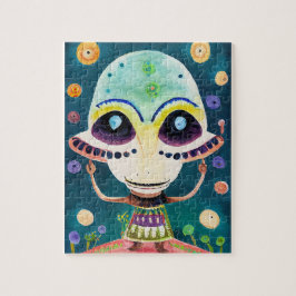 Barn, Roligt, spel, färgstark cute Alien Pussel