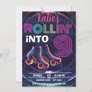 Barn Roller Skating Födelsedagsfest Anpassningsbar Inbjudningar