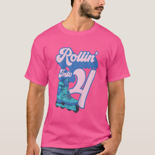 Barn Rollin i 4 Roller Skatt 8:e födelsedag Gir T Shirt