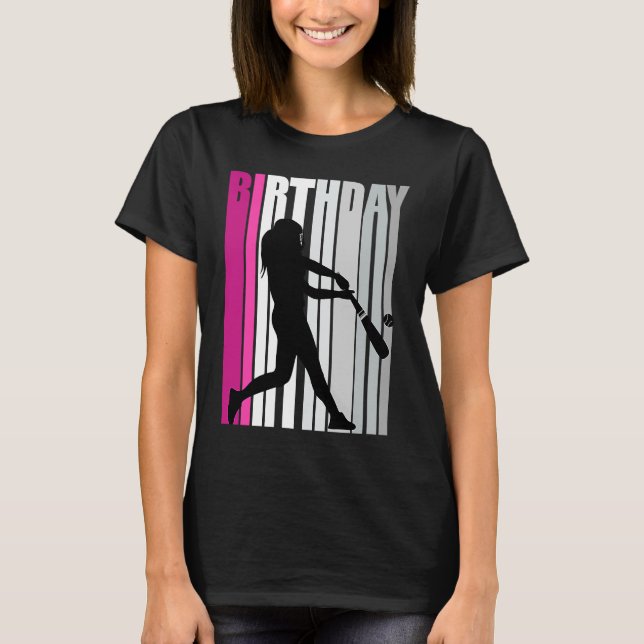 Barn Rosa Baseball Birthday Behålla Softball T Shirt (Framsida)