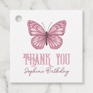 Barn, Rosa Butterfly Birthday Tack Girls Gåvor Etiketter