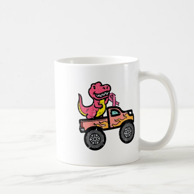 Barn Rosa Dino Monster Lastbil Breast Cancer Aware Kaffemugg (Höger)