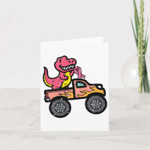 Barn Rosa Dino Monster Lastbil Breast Cancer Aware Kort