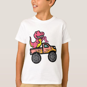 Barn Rosa Dino Monster Lastbil Breast Cancer Aware T Shirt