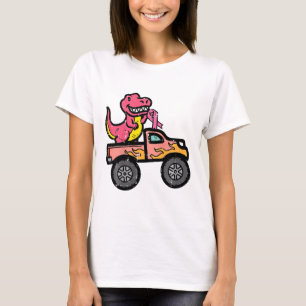Barn Rosa Dino Monster Lastbil Breast Cancer Aware T Shirt