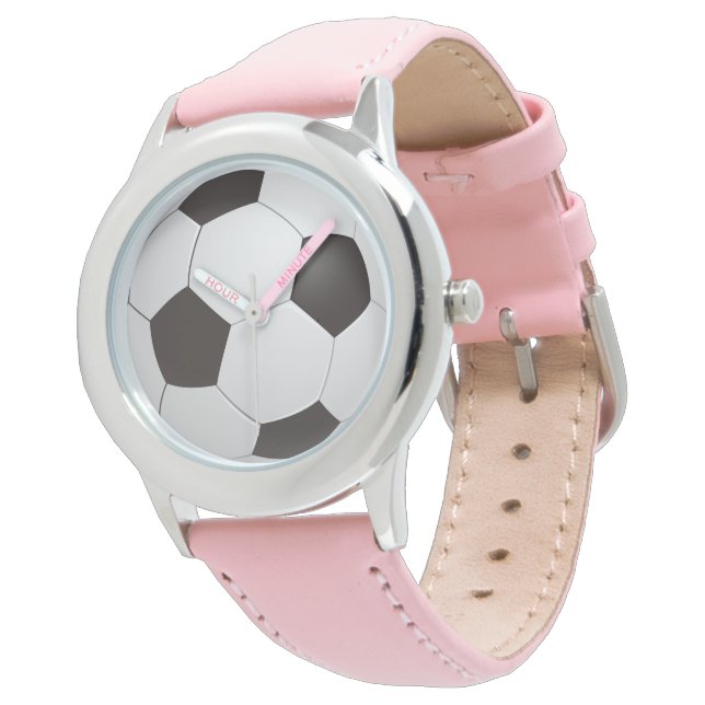 Barn Rosa Fotbollsur Armbandsur (Vinklad)