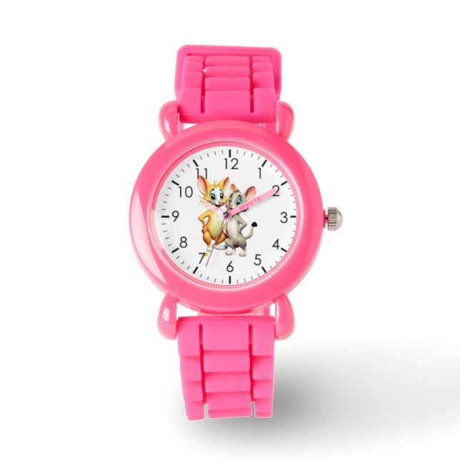 Barn rosa glitter, band armbandsur (Framsida)