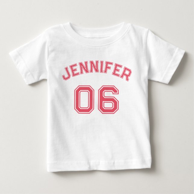 Barn Rosa Namn Jersey Number Sports Cotton T Shirt (Framsida)