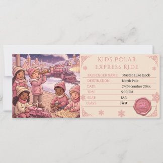 Barn Rosa Polar Express Åktur Biljett Pass Inbjudningar