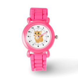 Barn rosa Silikonband - Cute Cat Armbandsur