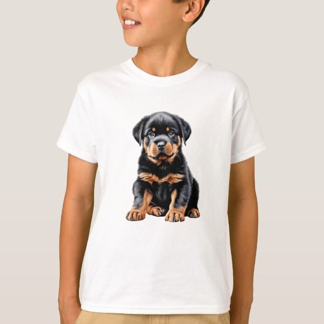 Barn Rottweiler Puppy T-Shirt (Framsida)