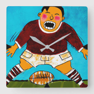Barn Rugby Clock Fyrkantig Klocka