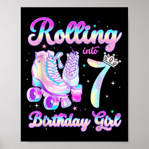 Barn Rullar In I 7 Rullskridsko 7-årsdag Gi Poster