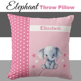Barn rum lägg till namn Söt elefantrosa Kudde