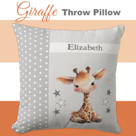 Barn rum lägg till namn söt giraffe grått kudde