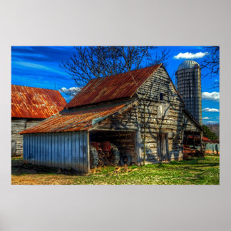Barn Rural Farm Life Scene Poster Skriv ut