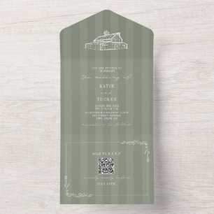 Barn Rustic Bondbröllop Salvia Grön Rand QR
