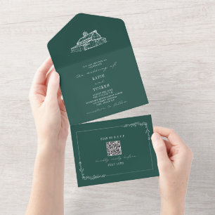 Barn Rustic Farm Bröllop Emerald QR
