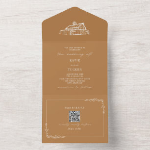 Barn Rustic Farm Bröllop Goldenrod QR