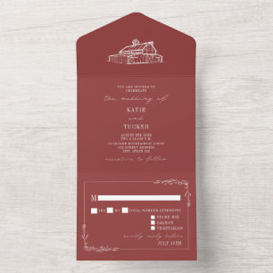 Barn Rustic Muted Red Farm Bröllop OSA