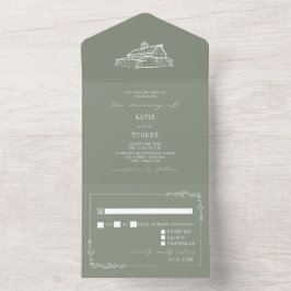 Barn Rustic Sage Grönt Bröllop OSA