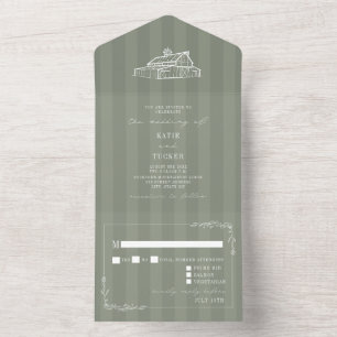 Barn Rustic Sagegrön Bröllops-RSVP