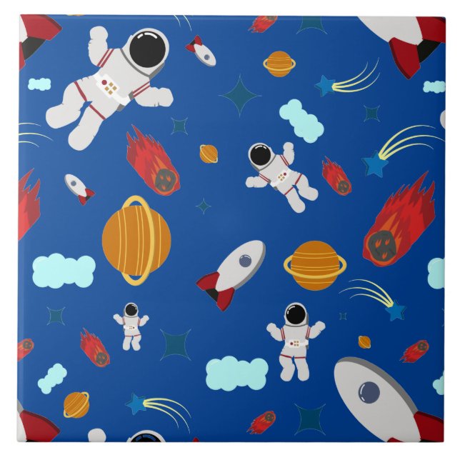 Barn Rymden och Astronaut Mönster Kakelplatta (Framsidan)