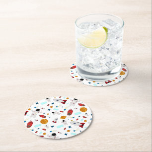 Barn Rymden och Astronaut Mönster Underlägg Papper Rund