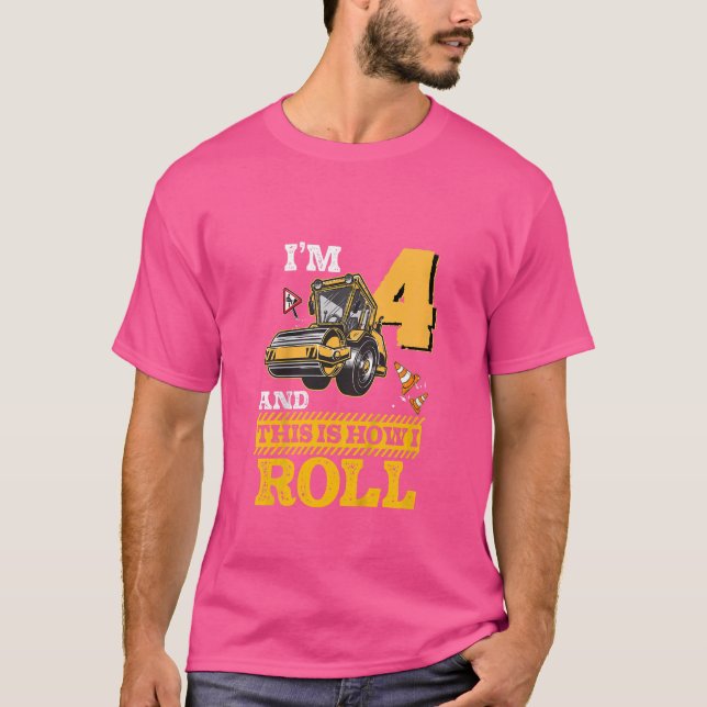 Barn så här rullar jag upp spalt-roller 4 år gamma t shirt (Framsida)