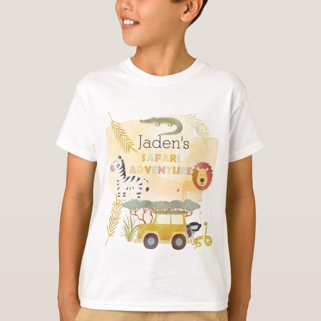 Barn Safari Äventyr Födelsedagsfest T Shirt (Framsida)