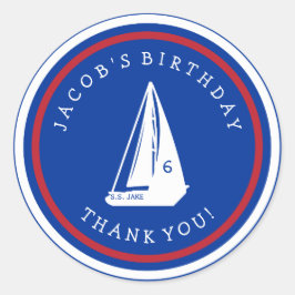 Barn Sailboat Birthday Tack Boat Stickers Runt Klistermärke