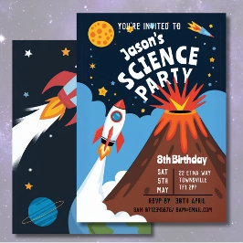 Barn Science party Rocket Volcano Scientist Child Inbjudningar