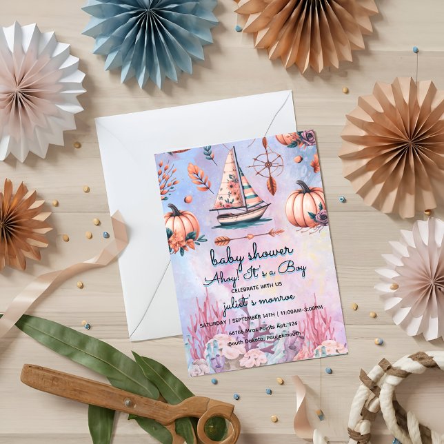 barn Sea sailboat Nautical Baby Shower Inbjudningar (Skapare uppladdad)