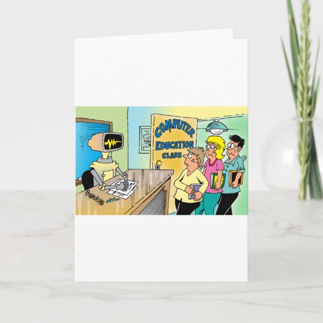 Barn ser robotlärare i datorklass kort (Framsida)