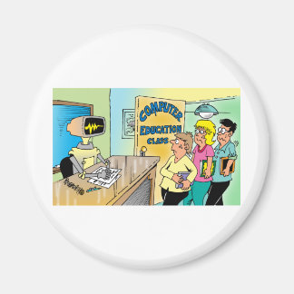 Barn ser robotlärare i datorklass magnet