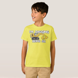 Barn sjätte födelsedag jag Gräver är sex T Shirt