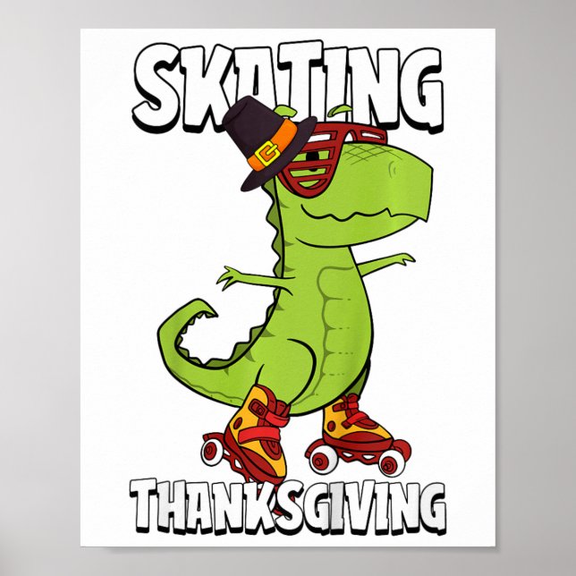 Barn Skal Thanksgiving Coola Roller Skate T- Poster (Framsidan)