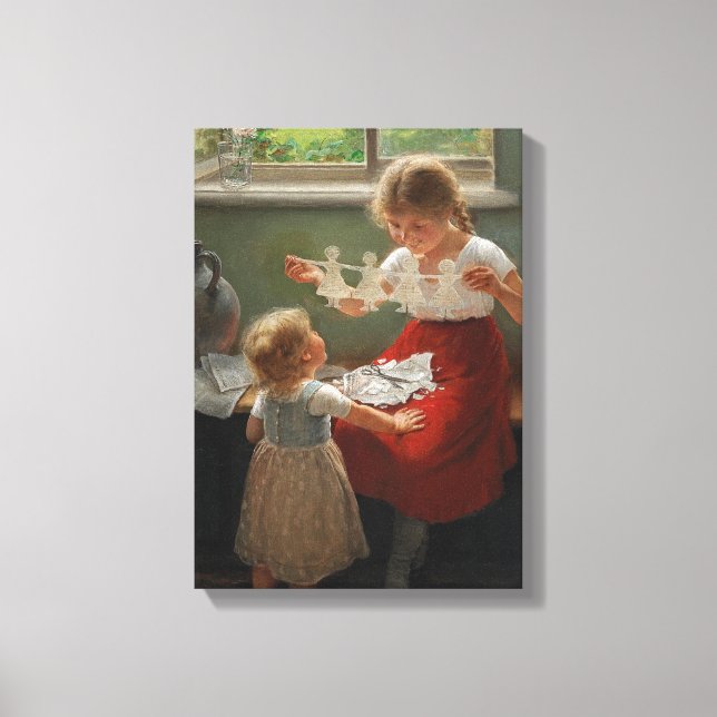 Barn Skapar Silhouettes (Cute Kids spelar..) Canvastryck (Framsida)