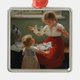 Barn Skapar Silhouettes (Cute Kids spelar..) Julgransprydnad Metall