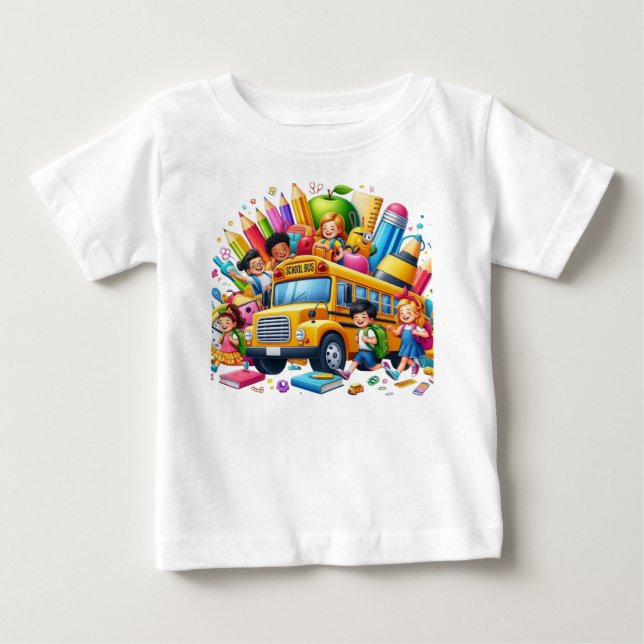 Barn & Skolbuss Tillbaka till skolan kalas T Shirt (Framsida)