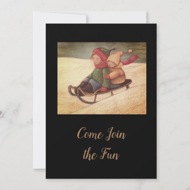 Barn, snö inbjudningar (Framsida)