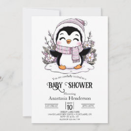 Barn Snö Penguin Baby Shower Inbjudningar