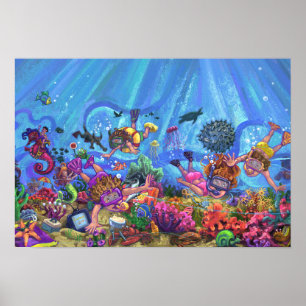 Barn Snorkeling under Sea Art Poster
