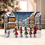Barn som är Carolin i Snowy Village jul Helgkort<br><div class="desc">den festliga andan med våra barn Caroling i Snowy Village-julkort! Det här fantastiska kortet har en lysande illustration av barn som med glädje vårdar sig i en picturesque snowy-by, som fångar julens värme och magi. Perfekt för att skicka varma semesterhälsningar till vänner och familj ger detta kort upphov till en...</div>