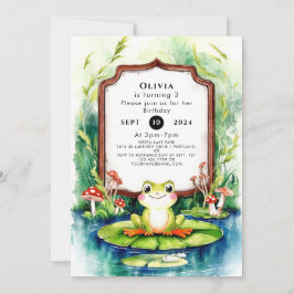 Barn som är färgstarka Frog Birthday Inbjudningar