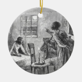 Barn som är klarvakna på julafton julgransprydnad keramik