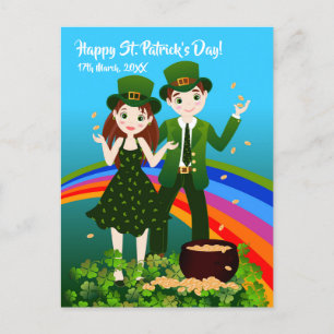 Barn som bär grönt Saint patrick's day-kläder Vykort