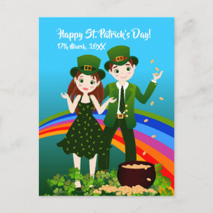 Barn som bär grönt Saint patrick's day-kläder Vykort