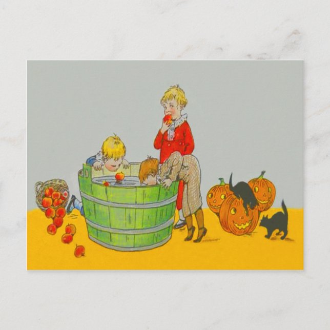 Barn som Bobning for Apples Jack O'Lantern Vykort (Framsida)